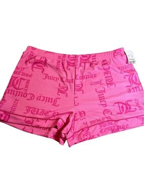 Juicy Couture Bright Pink Logo Ribbed Sleep Shorts. Large. New